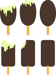 Ice cream vector illustration. Ice cream lolly. Pistachio bite