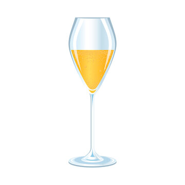 One glass of sparkling white wine icon vector. Glass of champagne icon isolated on a white background. Prosecco drink wine drawing