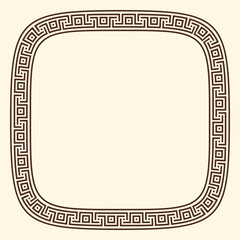 Greek key pattern, rounded square frame. Decorative ancient meander, greece border ornament with repeated geometric motif. Vector EPS10.