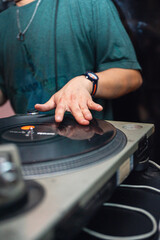 close up of a dj hands