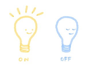 Power saving on off bulb : Hand drawn watercolor clipart set / 節電 オンオフ電球：手描き水彩イラスト