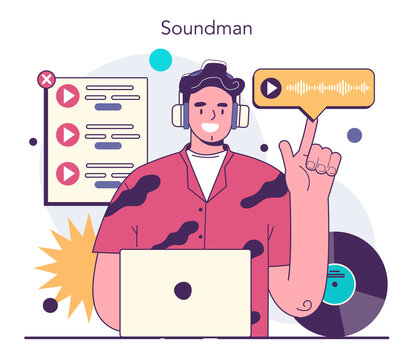 Sound engineer concept. Music production industry, sound recording