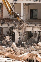rubble and debris during a building demolition