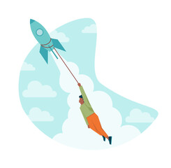 Boost up concept. Mental growth and improvement or career promote