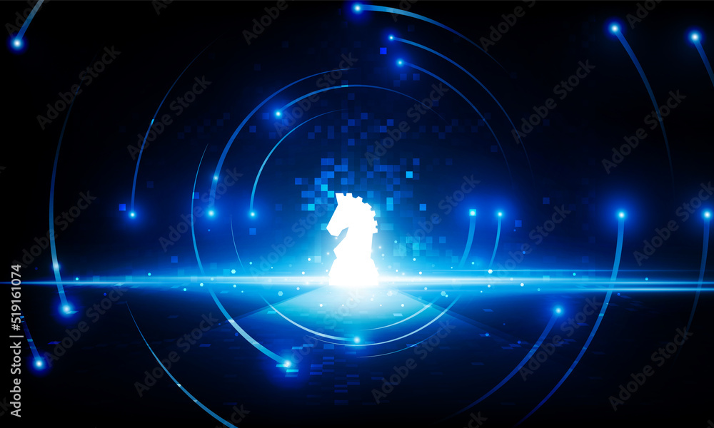 Poster abstract pixel key door private chess horse open light out technology and question mark background h