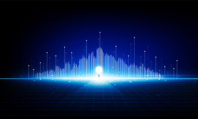 Abstract businessman Key Door open business city   Light technology background Hitech communication concept innovation background vector design.