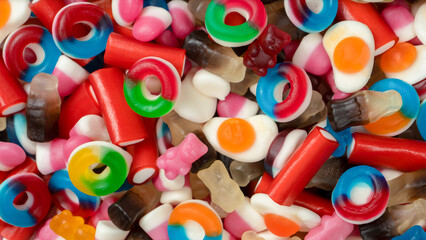 Tasty mix of jelly colorful candies.