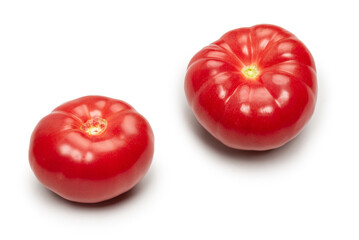 Red fresh tomato isolated on white background.