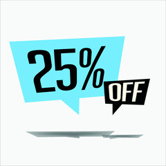 25% off discount sticker sale blue tag isolated vector illustration. discount offer price label, vector price discount symbol floating