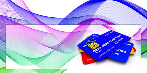 3d rendering  credit or debit card protection lock