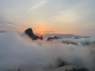 Sunrise over the Misty Mountains