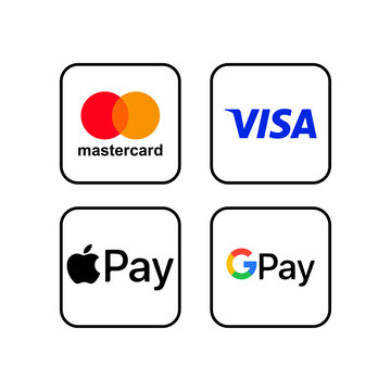 Payment set icon. Mastercard, Visa, Apple pay, Google pay, contactless  payment, order, bank, card, money. Payment system concept. Vector line icon  for Business and Advertising 素材庫向量圖| Adobe Stock