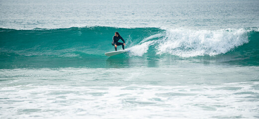 Beautiful landscape of sea and tropical beach. Travel and vacation, copy space. Panorama of the sea landscape, sunrise in the ocean. Panoramic view calm ocean. Beautiful serene scene.