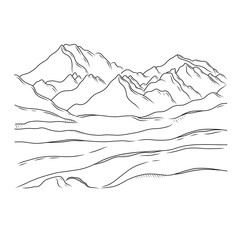Mountain Line Art Illustration