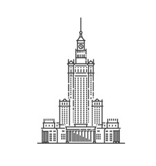 Vector illustration. Main landmark of Poland. Palace of Culture and Science