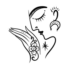 Fototapeta premium Namaste woman henna tattoo mehendi hands. Indian and Buddhism illustration. Vector clipart symbol. Good for yoga studio poster, branding, t-shirt and more.