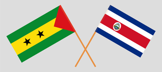 Crossed flags of Sao Tome and Principe and Costa Rica. Official colors. Correct proportion
