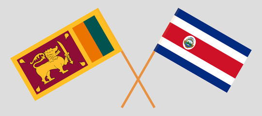 Crossed flags of Sri Lanka and Costa Rica. Official colors. Correct proportion