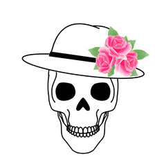 Death man and pink roses on his hat