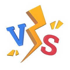 VS Versus battle colorful 3D render. Illustration isolated on white background.
