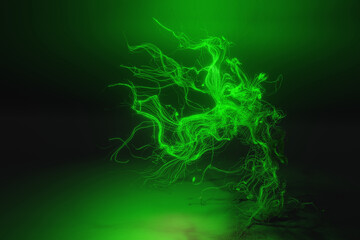 Green abstract tentacles neon glow 3d background