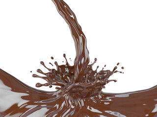 3D illustration of chocolate splash isolated on white background, work path or clipping path included
