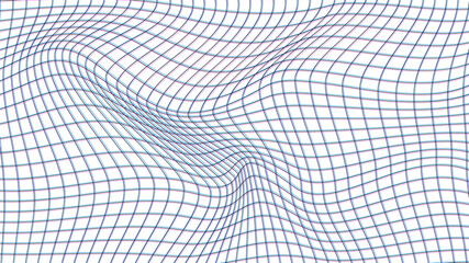Abstract distorted wireframe wave. Vector curve surface background. Technology grid pattern. Blue mesh wave.