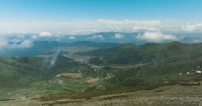 Mountain Range At Daytime From Tskhratskaro Pass Looking Towards The Bakuriani Daba In Georgia. - slider