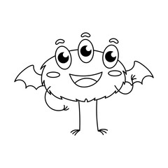 Obraz premium Cute and funny baby monster coloring book page for kids with doodle and zentangle elements. Vector hand drawn isolated.