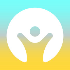 icon of a man in a circle on a blue and yellow background