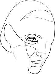 One line drawing face. Abstract female portrait. Modern minimalist style art. Vector illustration