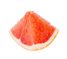 One piece of grapefruit closeup isolated on white background