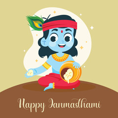 Happy Krishna Janmashtami colour vector illustration