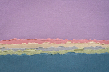 abstract landscape in blue and pink pastel tones - a collection of handmade rag papers