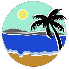 tropical island with palm tree, probably your logo