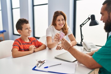 Family having medical consultation prescribe pills at clinic