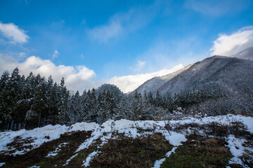 Snow mountain in Shirakawa-go, Japan