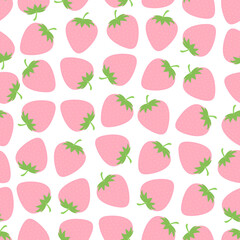 Seamless pattern pink strawberry vector illustration