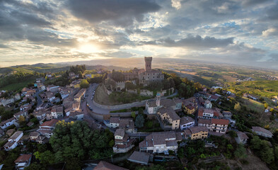 Aerial view of Cigognola Castle - Oltrepo Pavese Italy
