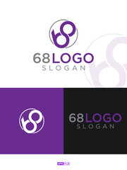 Beautiful logo with initial number 6 and 8  or 8 and 6 design vector