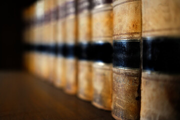 Old Leather Law Books Lawbooks on Shelf
