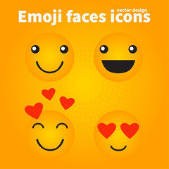 Emoji faces icons vector design bad and good review happy and sad reaction