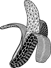 banana in zenart style on white background