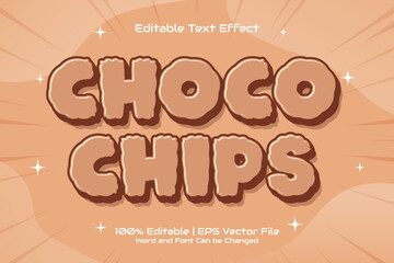 Obraz premium Choco Chips editable text effect Cartoon style