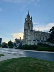 Fototapeta na wymiar Bloomfield Hills, Michigan, USA - June 30 2022: Kirk in the Hills Columbarium church in summer sunset.