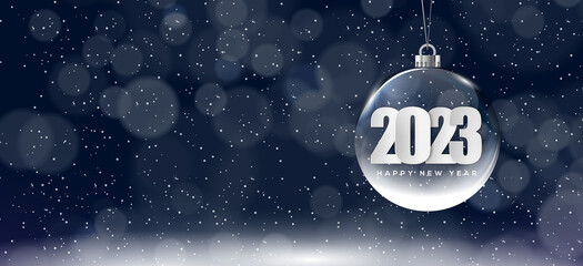 Naklejka premium Merry Christmas and Happy new Year 2023