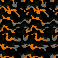 Black orange camouflage seamless street pattern, vinyl wrap.