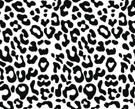 Leopard pattern black spots on white background vector textua, trendy print, modern design.