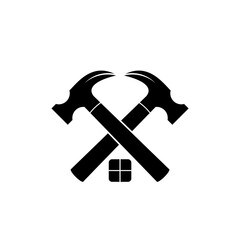 Hammer construction logo illustration flat icon isolated on white background