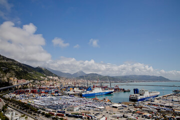 Naklejka premium Salerno commercial port